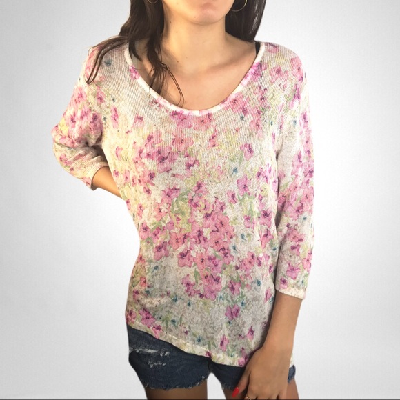 J Jill Linen Blend Watercolor Floral 
